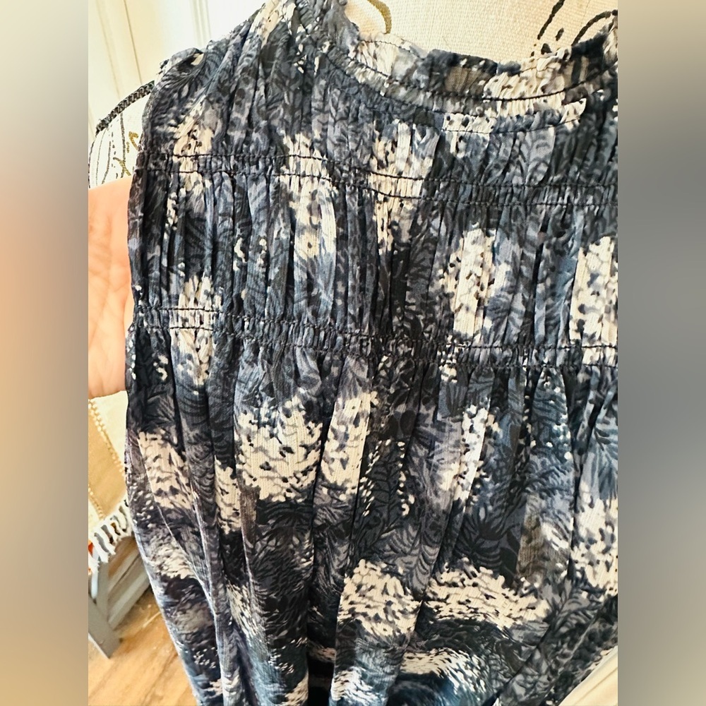 Sleeveless Mock Neck Smocked Midi Dress by Joie - Picture 4 of 12